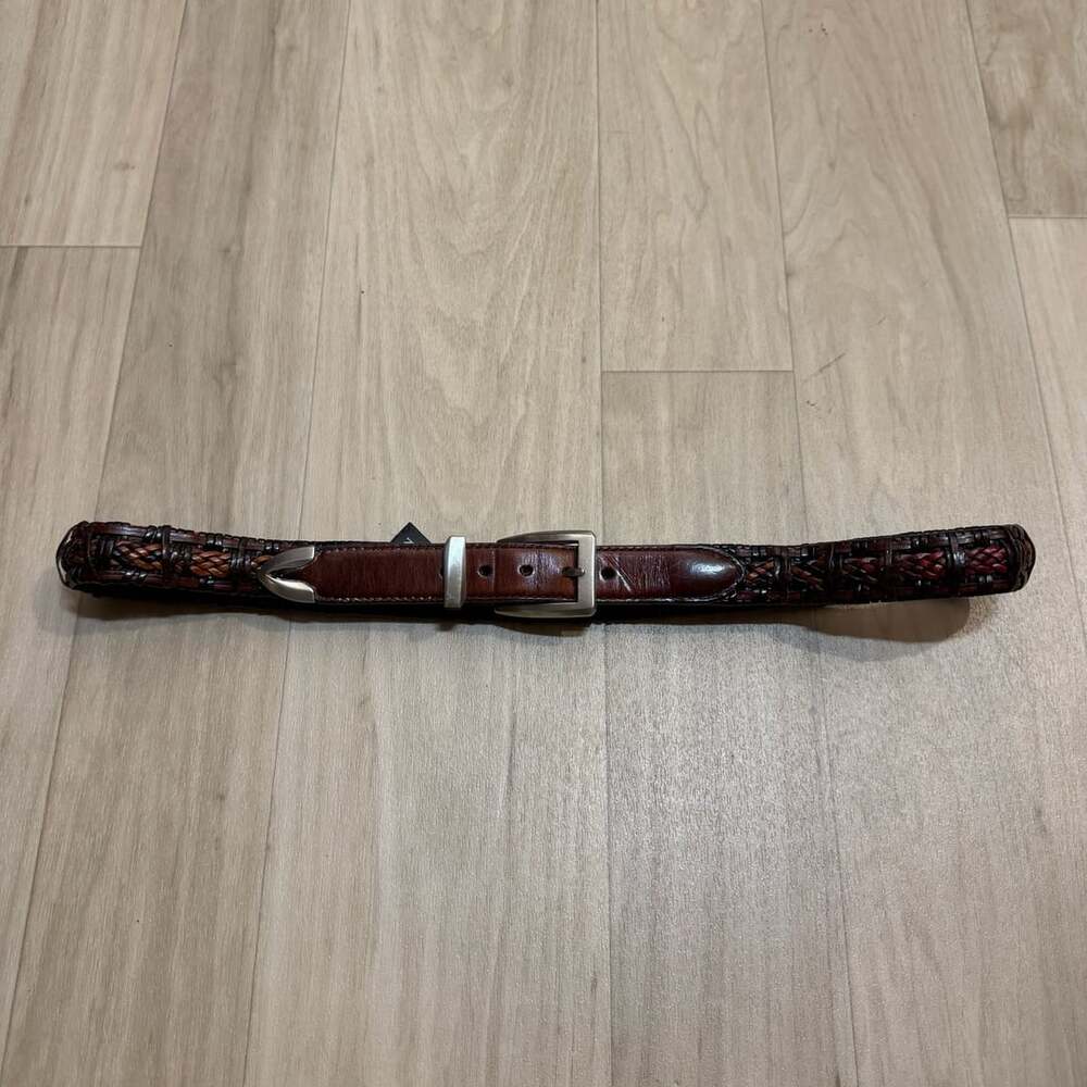 Brighton Brown Braided Leather Dress Belt Size 36